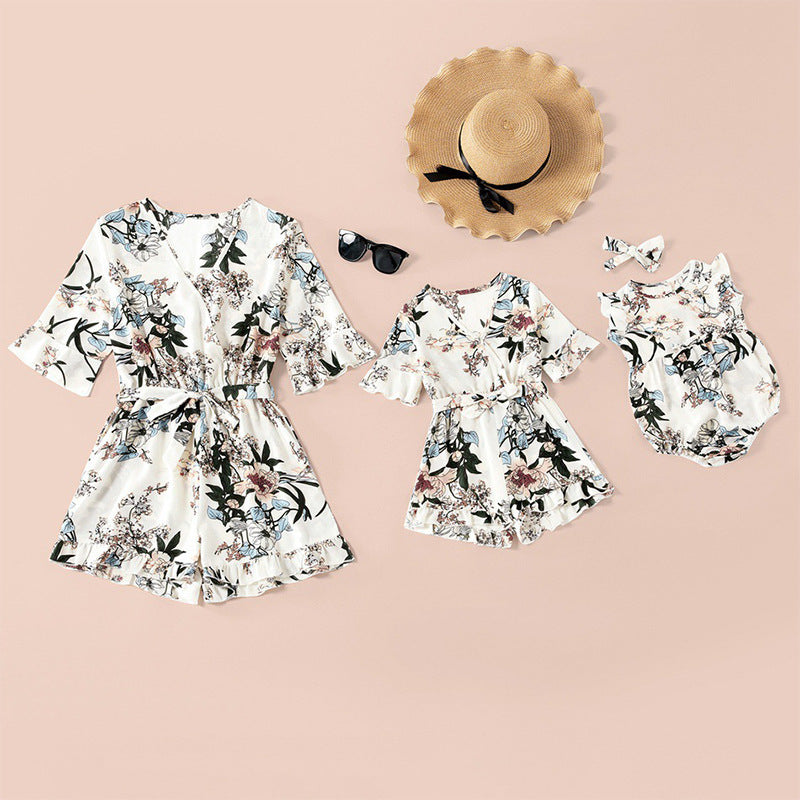Sexy Print Jumpsuit Parent-Child Matching Outfit
