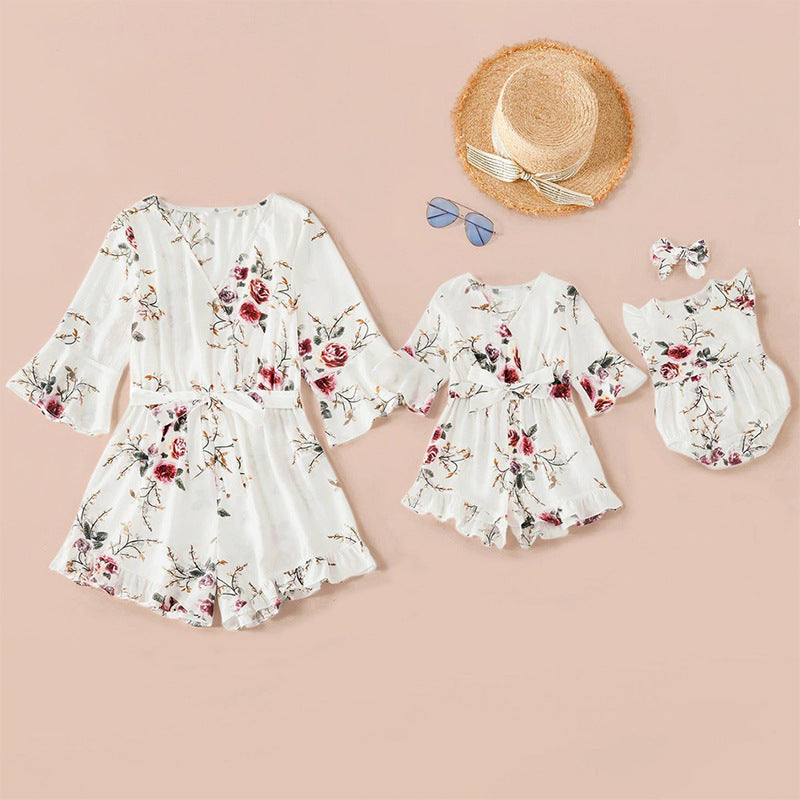 Sexy Print Jumpsuit Parent-Child Matching Outfit
