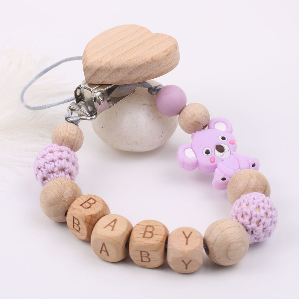 Beech Wood Baby Pacifier Clip