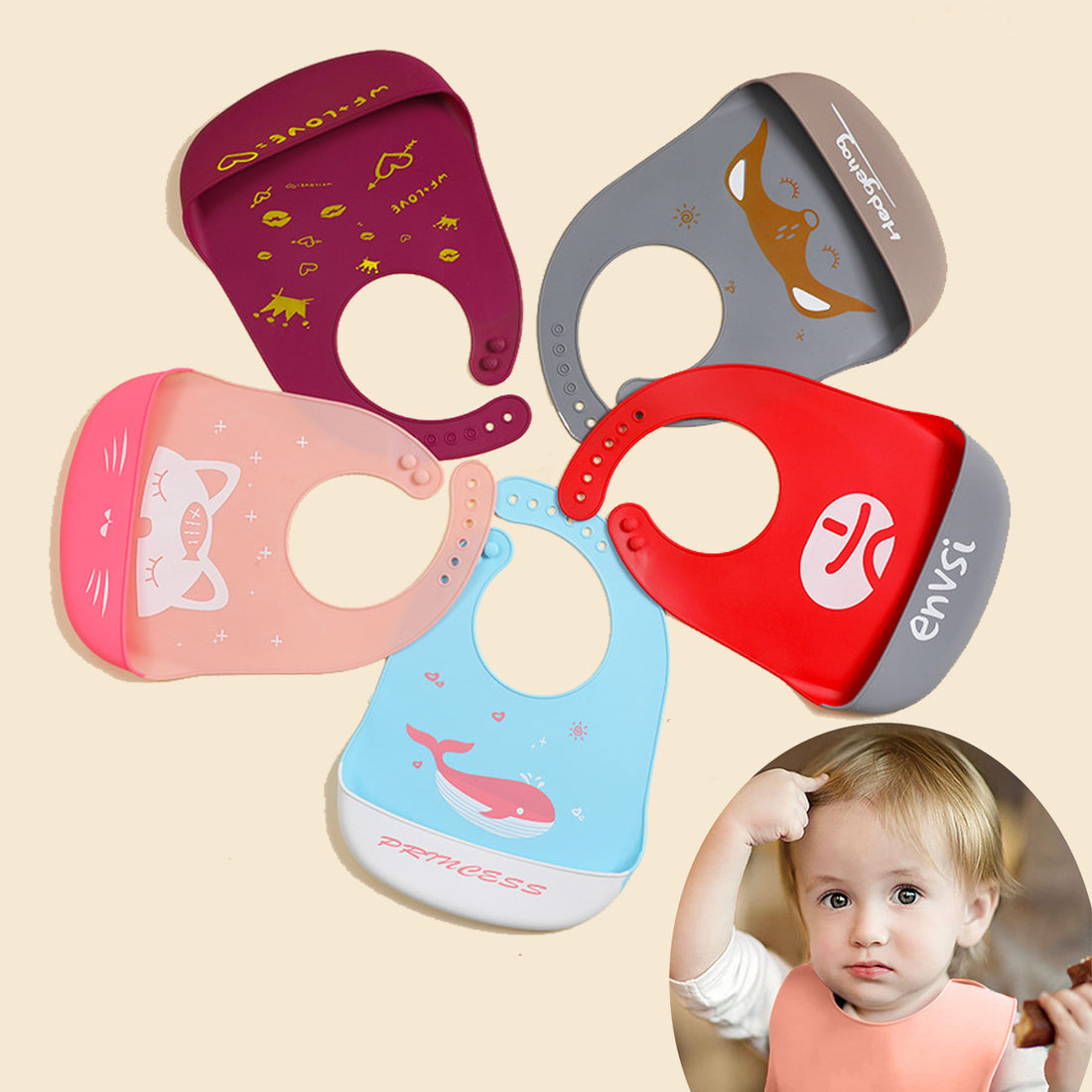 Waterproof Baby Silicone Bibs