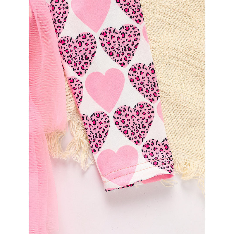 Toddler Girls Heart Print Tulle Party