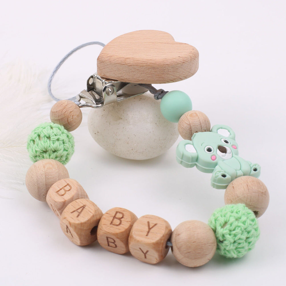 Beech Wood Baby Pacifier Clip