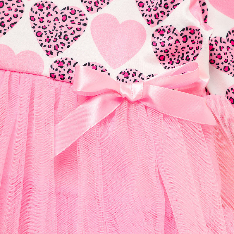 Toddler Girls Heart Print Tulle Party